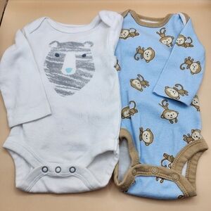 Cloud Island & Carter's Newborn One Piece Suits Monkee Baby Clothes Blue White